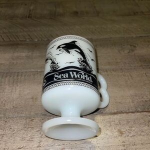 Sea World Vintage Footed Milk Glass Coffee Cup Shamu